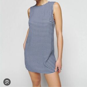 Reformation Blue and White Checkered Dress